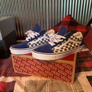 Blue and White Checkered Vans
